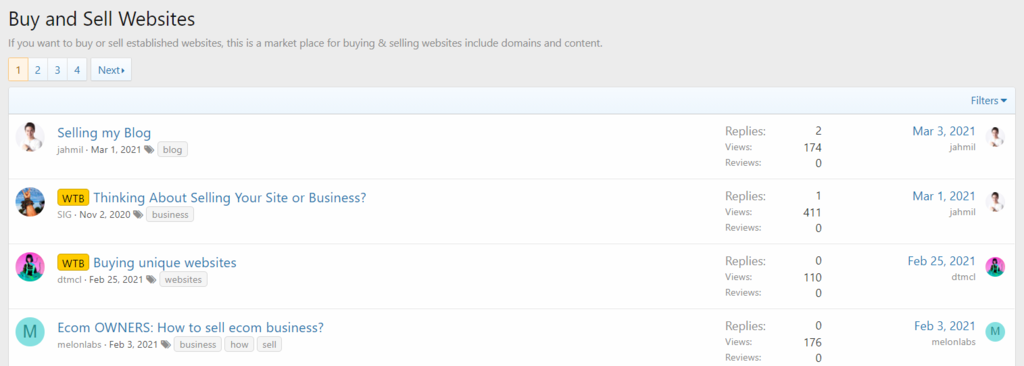 Screenshot of advertisements in Webmastersun's forum