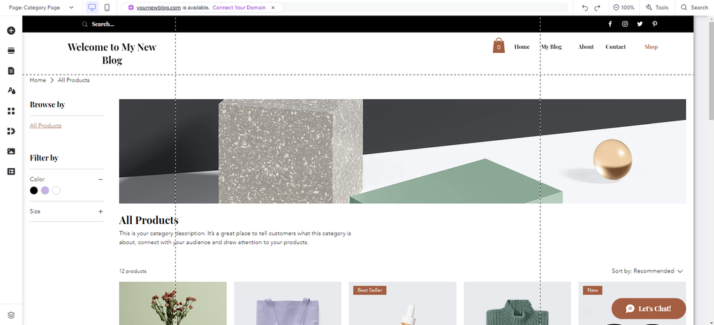 Wix eCommerce standard page setup
