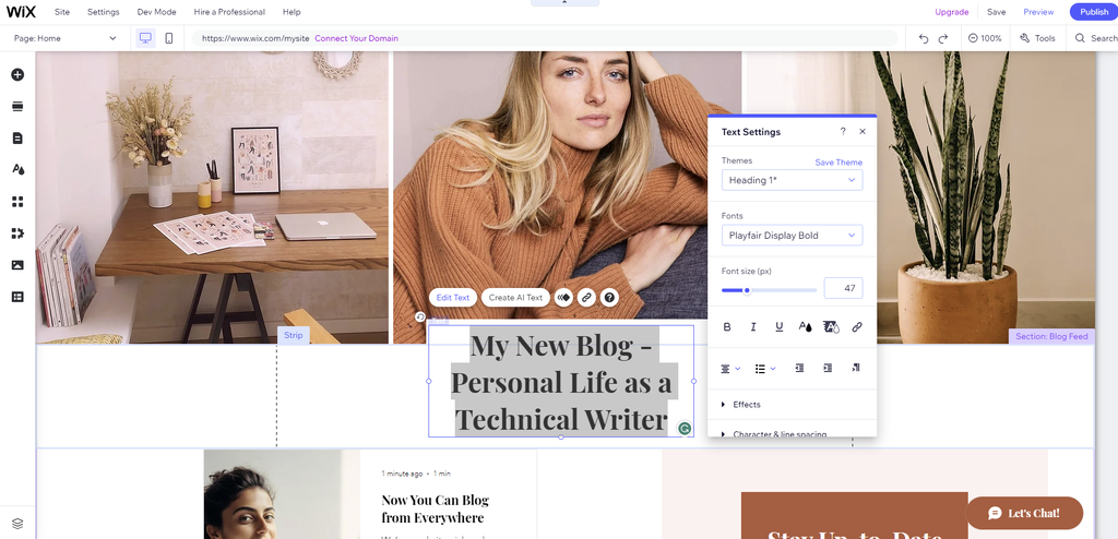The interface of Wix Editor showcasing a textbox's toolbar