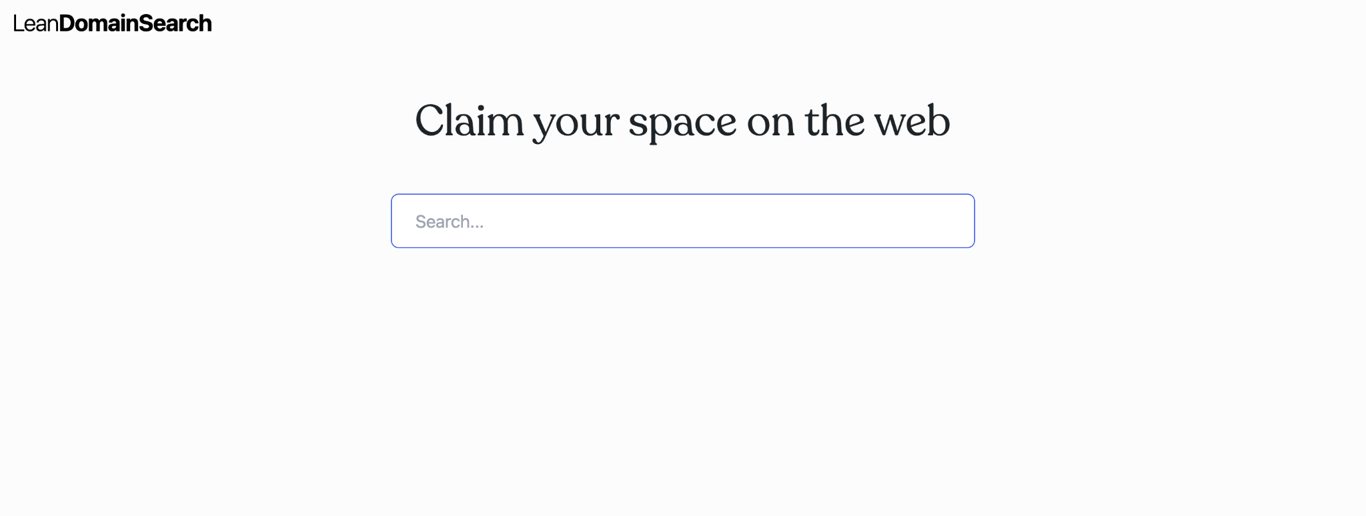Homepage of Lean Domain Search