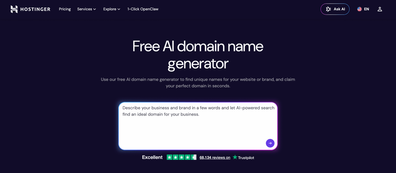 AI tool for generating domain names