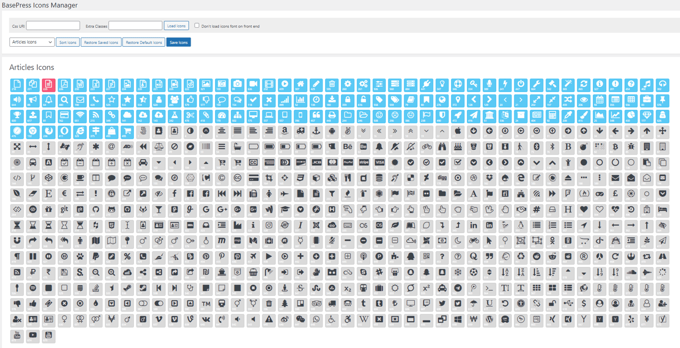 The article icons in BasePress Icons manager