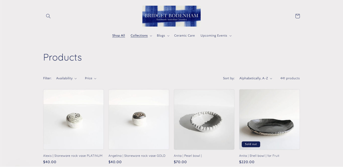 Bridget Bodenham store page