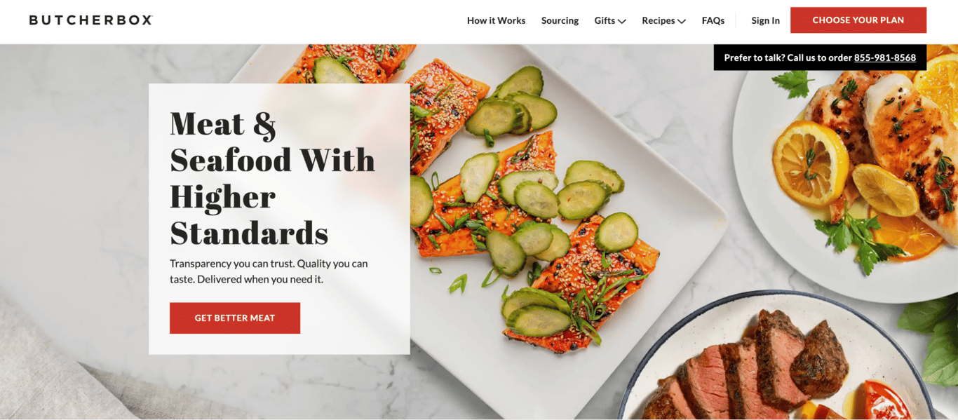 ButcherBox landing page