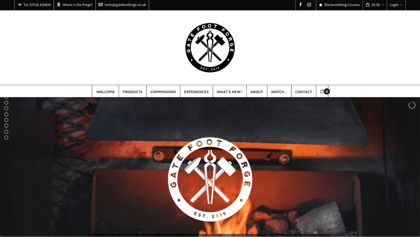Gate Foot Forge landing page