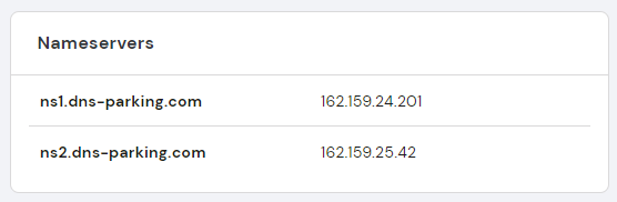 Screenshot of Hostinger's nameservers in hPanel