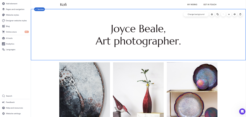 Hostinger website builder drag-and-drop editor