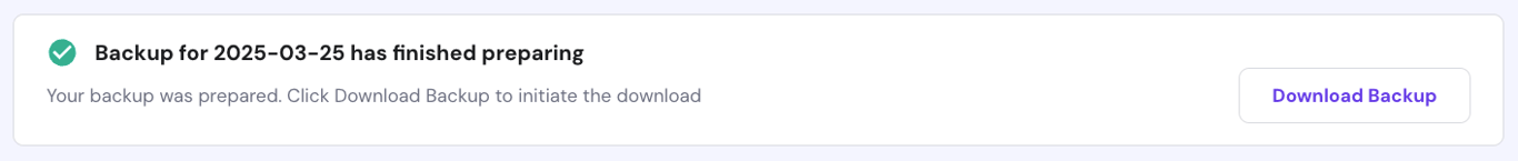 The website file backup download button on hPanel