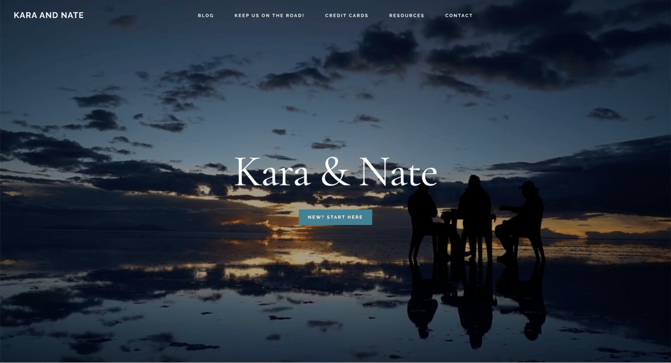 Kara and Nate website homepage