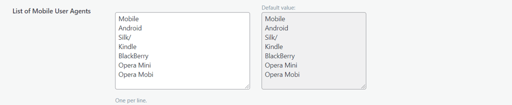 The option to add rules for different mobile user agents.