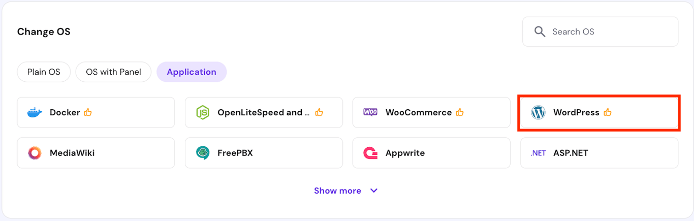 The WordPress template on hPanel
