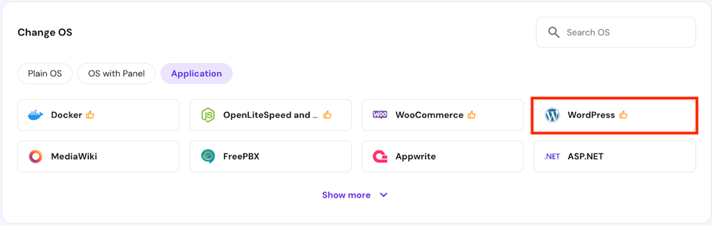 The WordPress template on hPanel