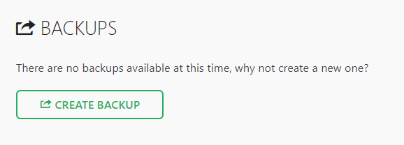 Screenshot showcasing the WordPress Create Backup button