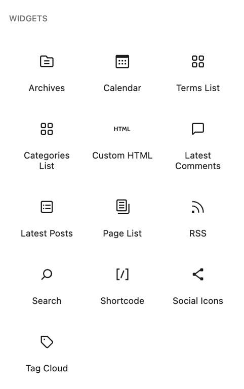 The default WordPress widgets