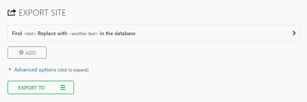 Screenshot of the WordPress export site functionality
