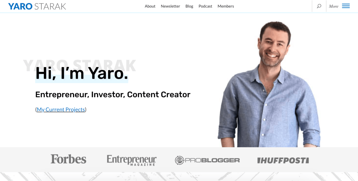 Yaro Starak homepage