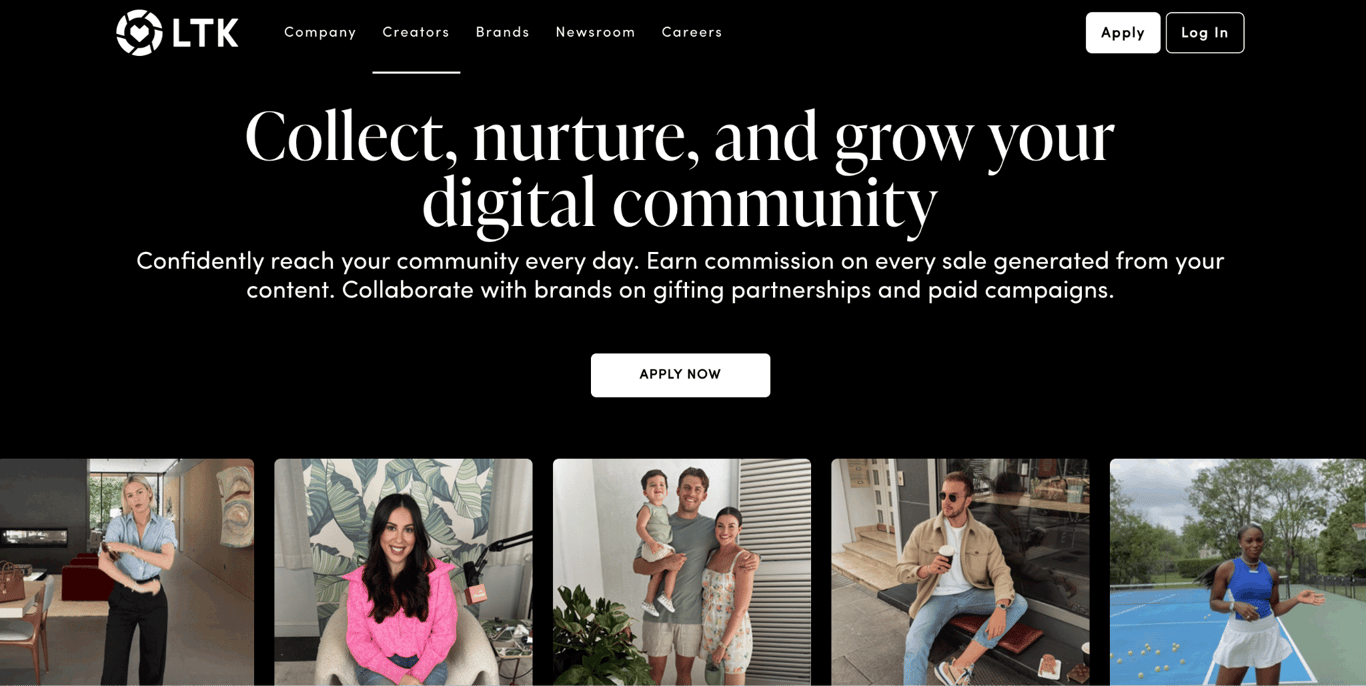 LTK page showcasing Instagram creators