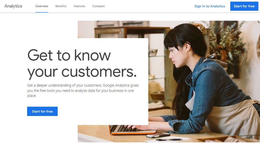 Google Analytics's homepage.