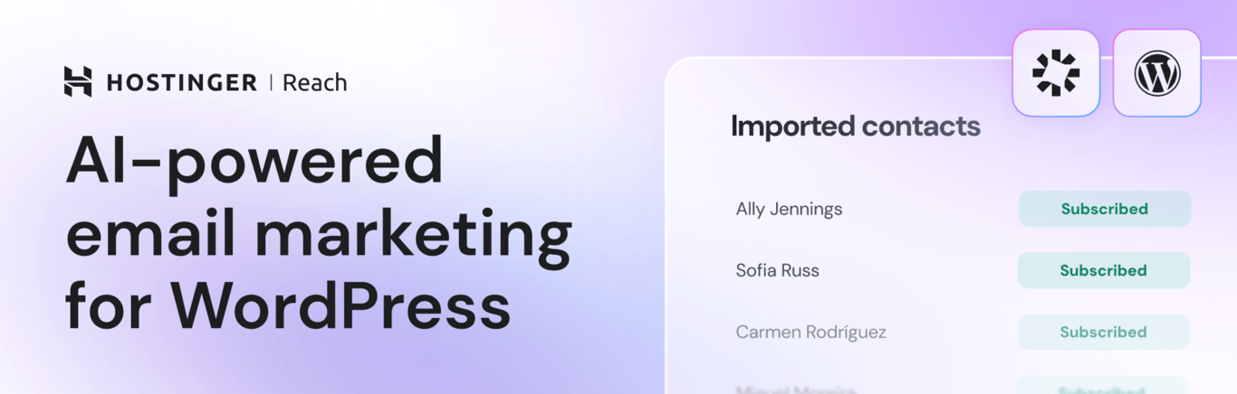 Hostinger Reach WordPress plugin banner
