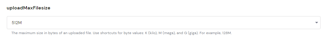 The uploadMaxFilesize field in hPanel