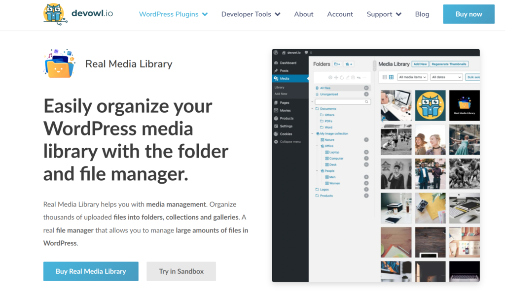 a screenshot of the Real Media Library's official website