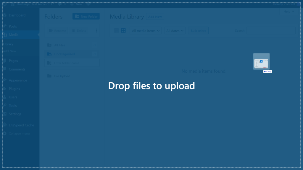 a screenshot of the WordPress Dashboard's confirmation page