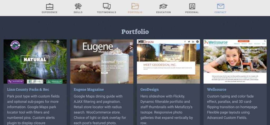 Example of a developer's portfolio.