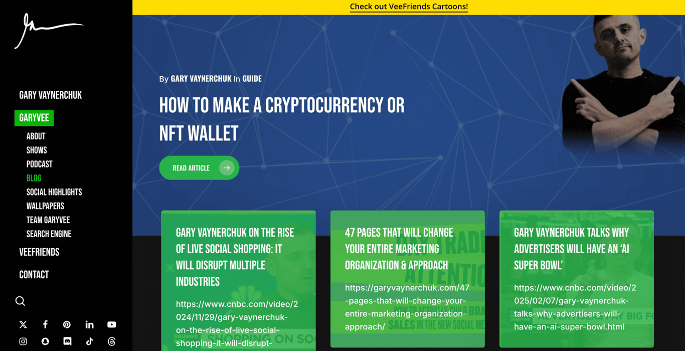 Gary Vaynerchuk's blog page