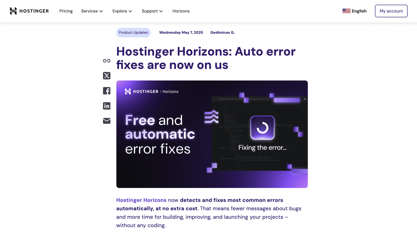 Hostinger's blog post example