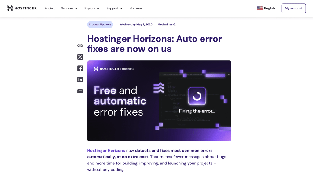 Hostinger's blog post example