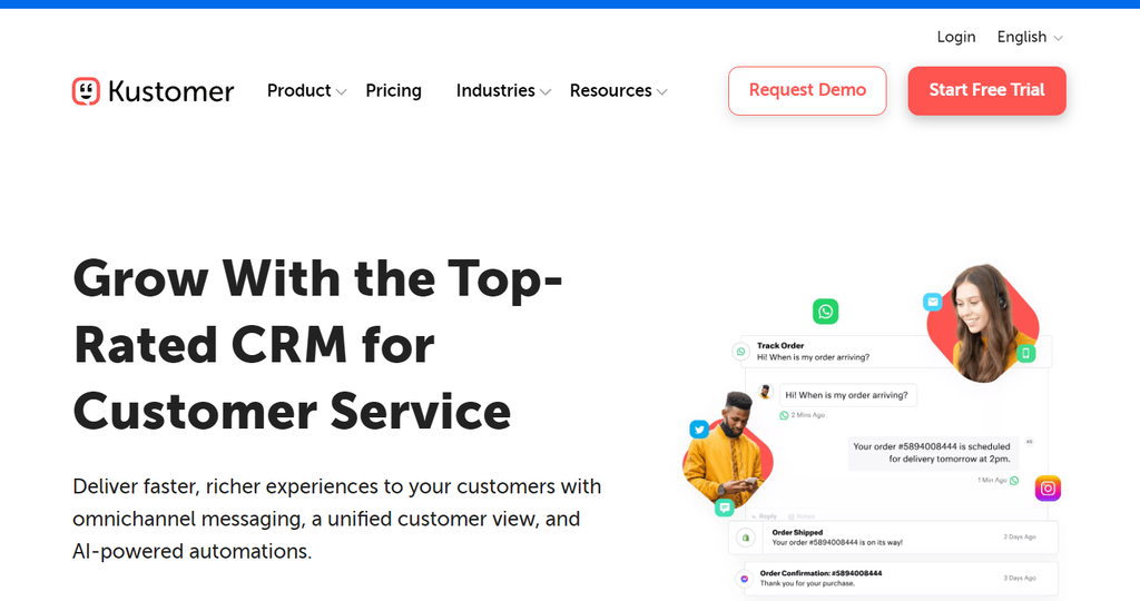 Kustomer's, a DevriX client, homepage