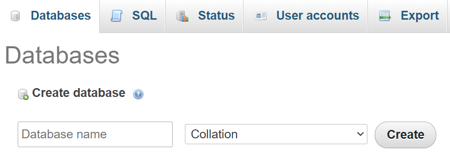 Creating a new database.