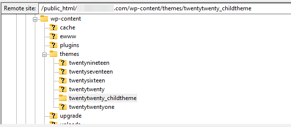 Child theme's folder