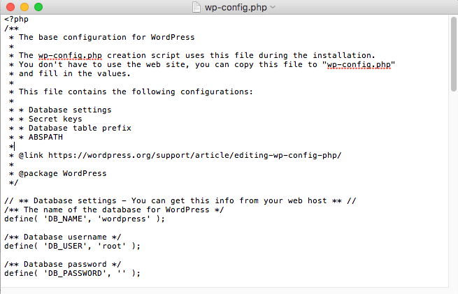 The wp-config.php file.