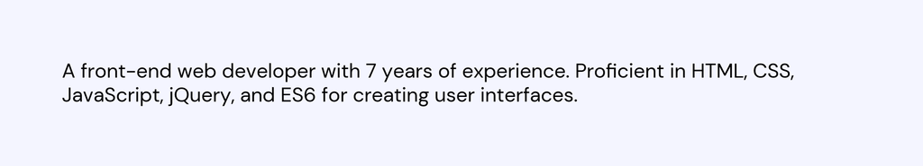 The first example of a senior-level web developer resume summary.