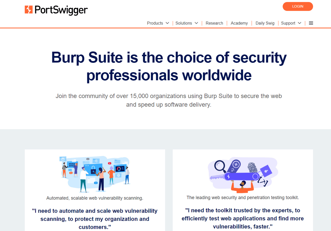 Burp Suite by PortSwigger homepage
