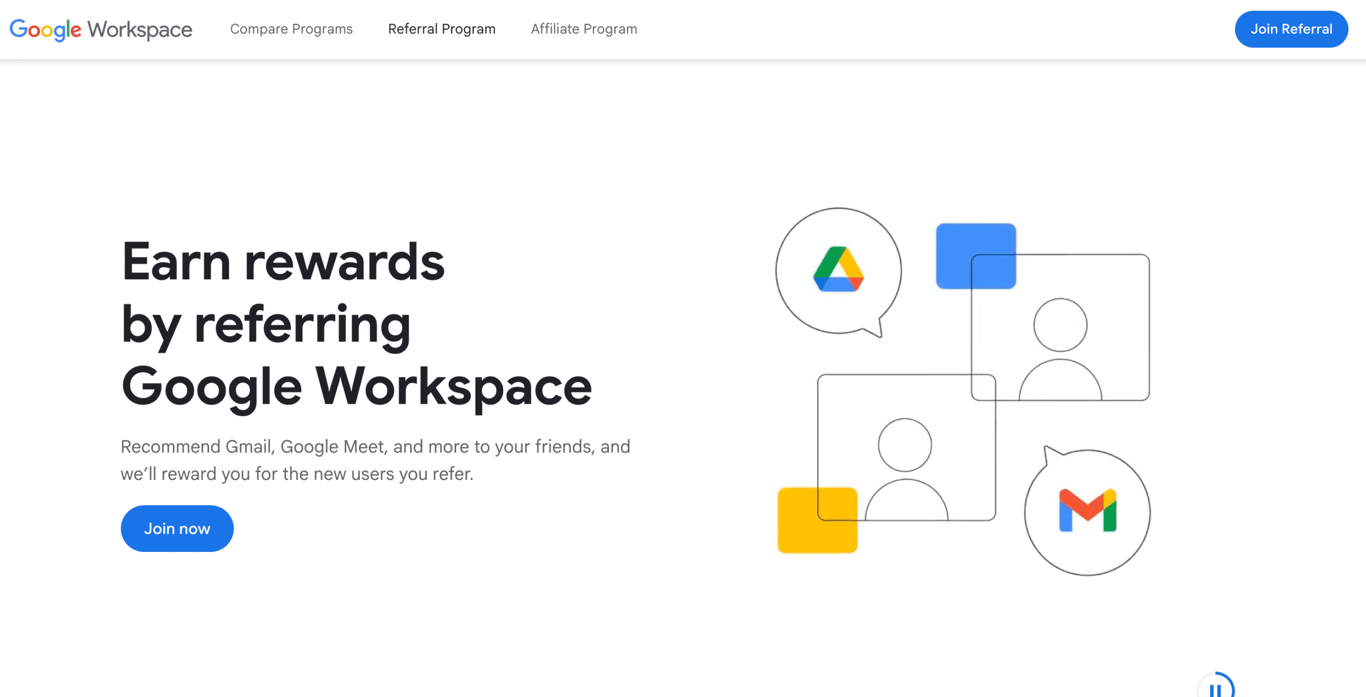 Homepage of Google Workspace Referral Program