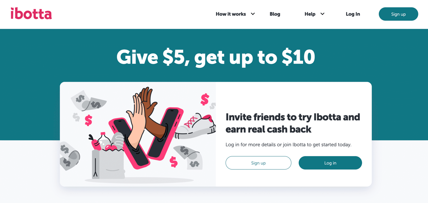 Homepage of Ibotta referral program