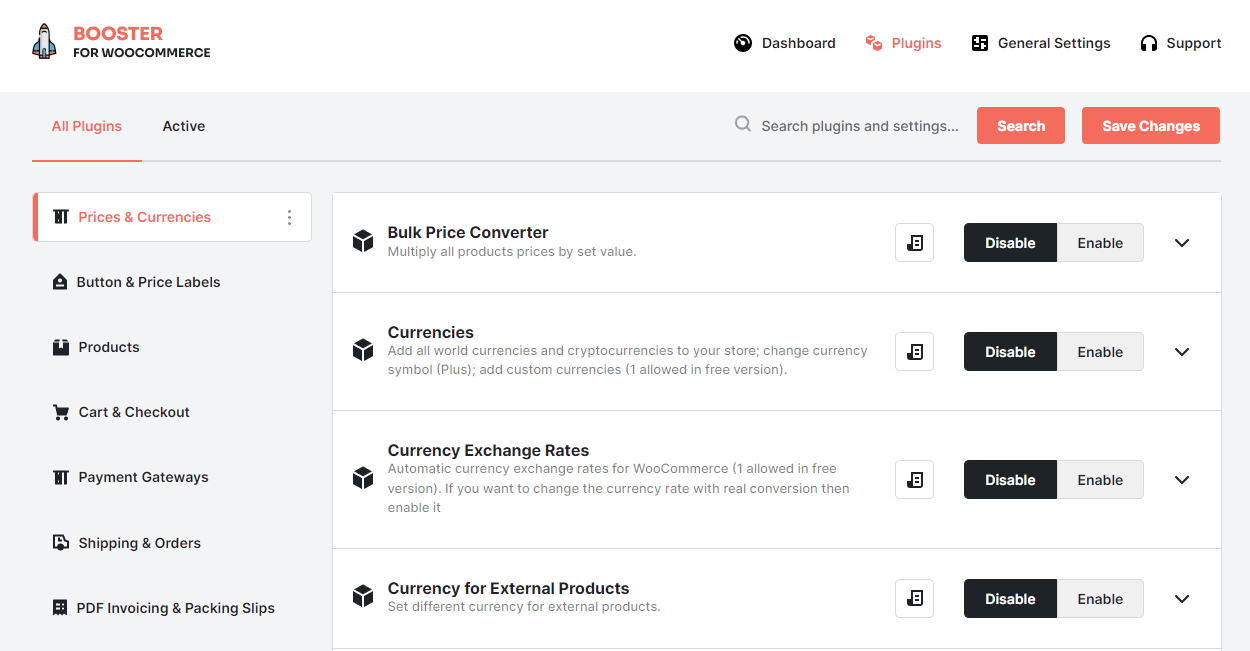 The Booster for WooCommerce's plugin dashboard