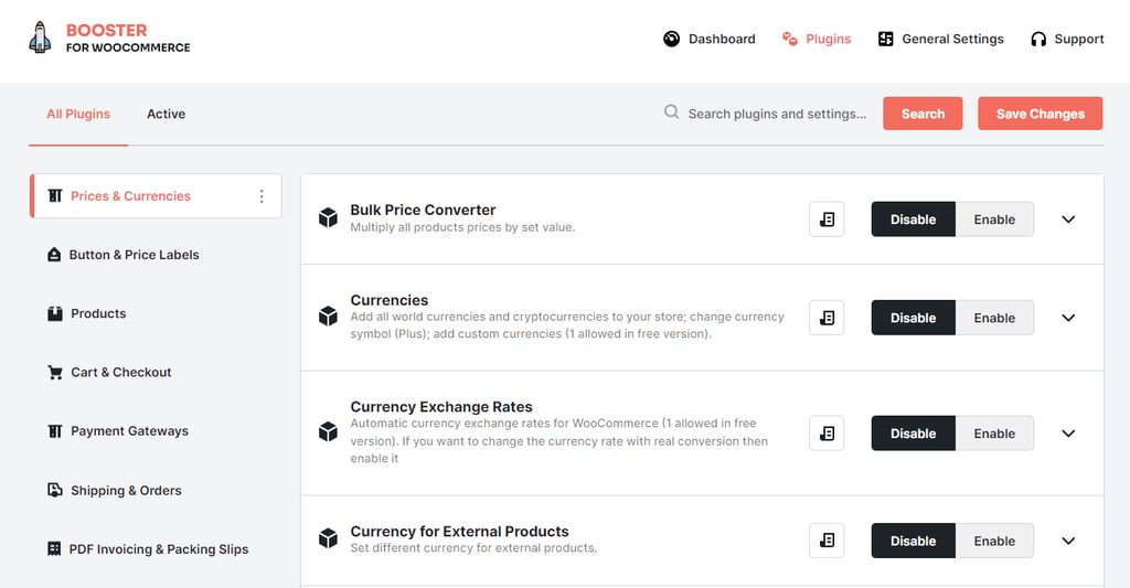 The Booster for WooCommerce's plugin dashboard