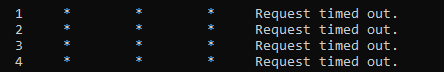 Asterisk symbols and request timed out messages in tracert results