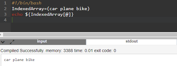 Bash script to create and print out an indexed array