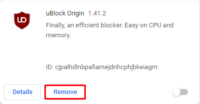 Removing an extension on Google Chrome