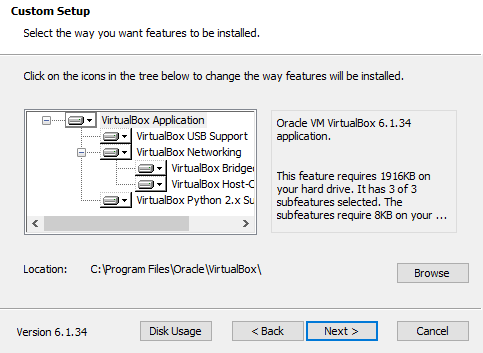 VirtualBox installation process