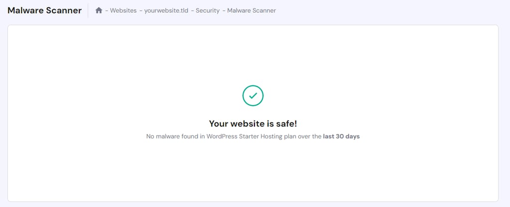 hPanel's built-in malware scanner