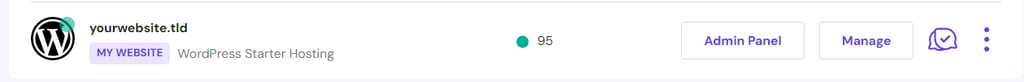 WordPress admin panel access button in hPanel