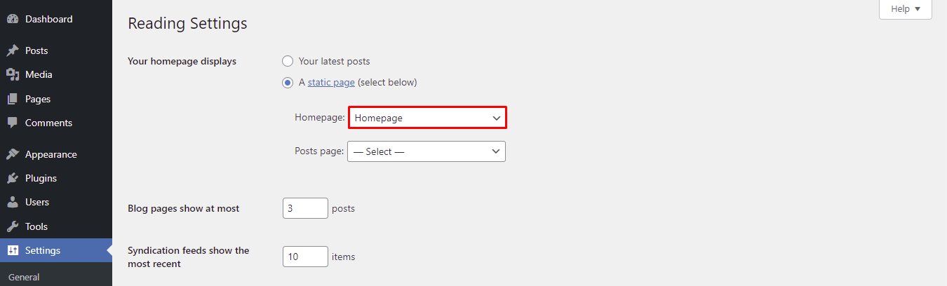 Setting a page with the Latest Posts block as a homepage