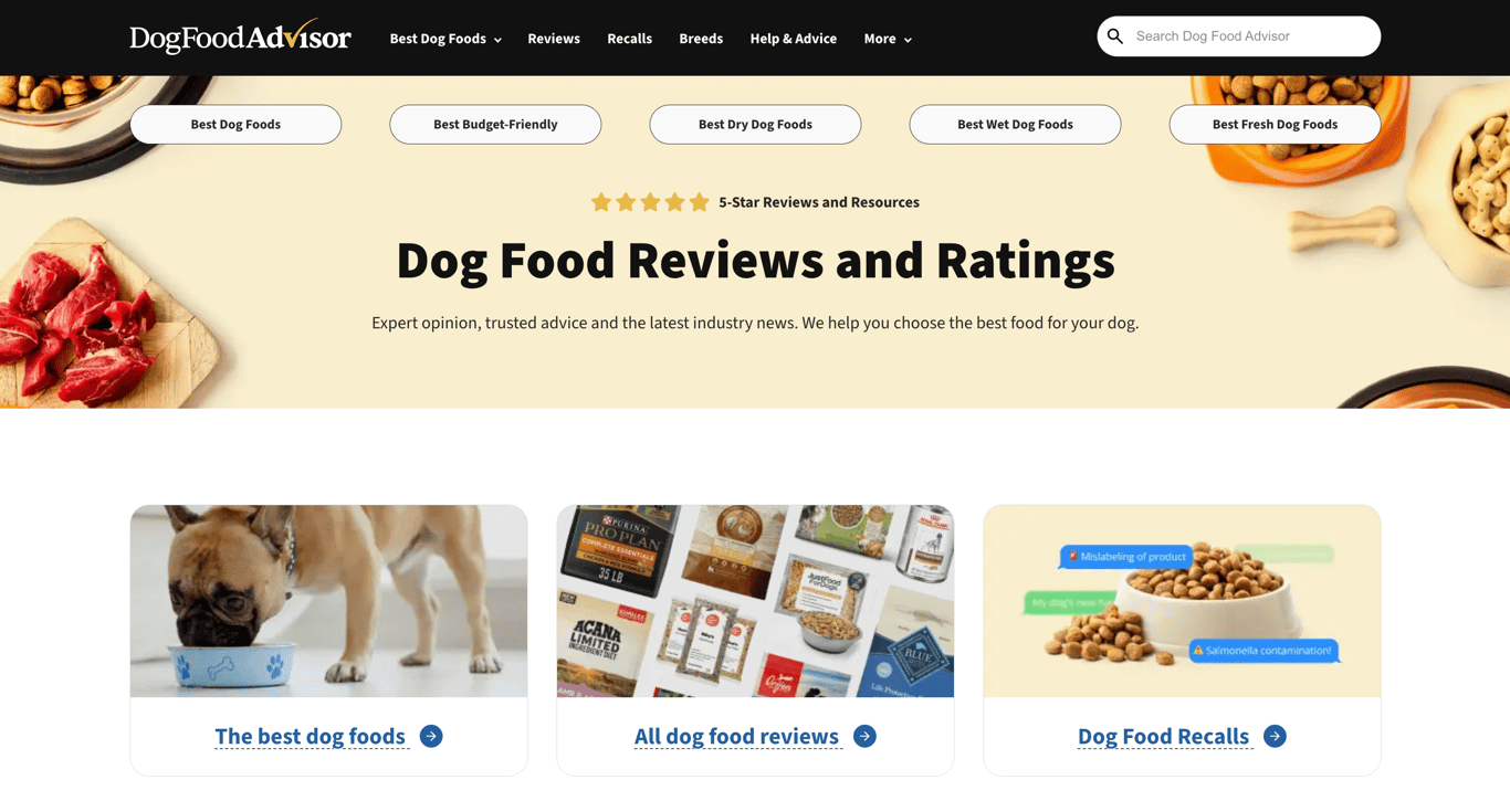 Dog Food Advisor's homepage