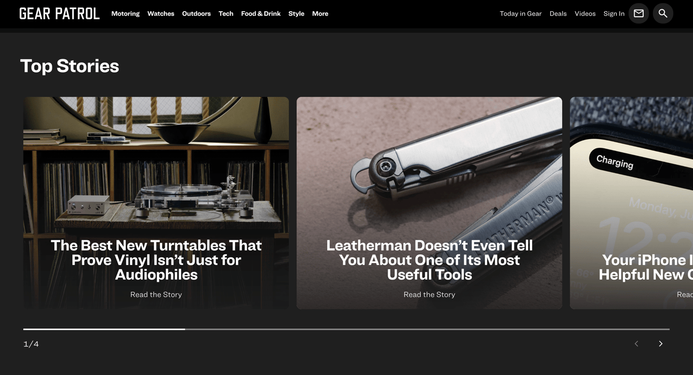 Gear Patrol's homepage