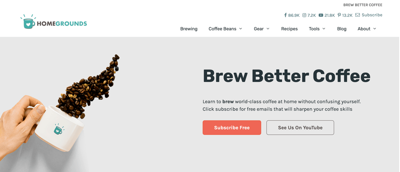 HomeGrounds' homepage